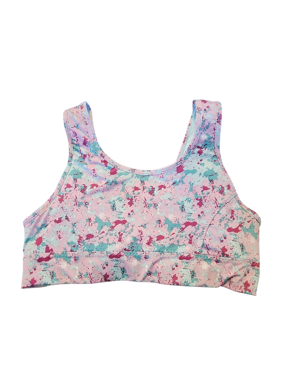 Women’s Pastel Splash Print Sports Bra - Pink Green Athletic Works Size 38